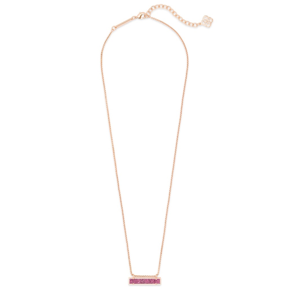 Kendra Scott Leanor Rose Gold Necklace Fuchsia NWT - Picture 3 of 5